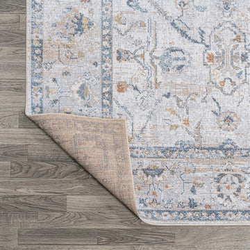 Brandy Rustic Border Low-Pile Machine-Washable Area Rug